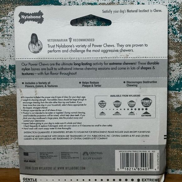 Nylabone 3 Bone Set (Peanut Butter, Chicken & Bacon - Picture 2 of 2